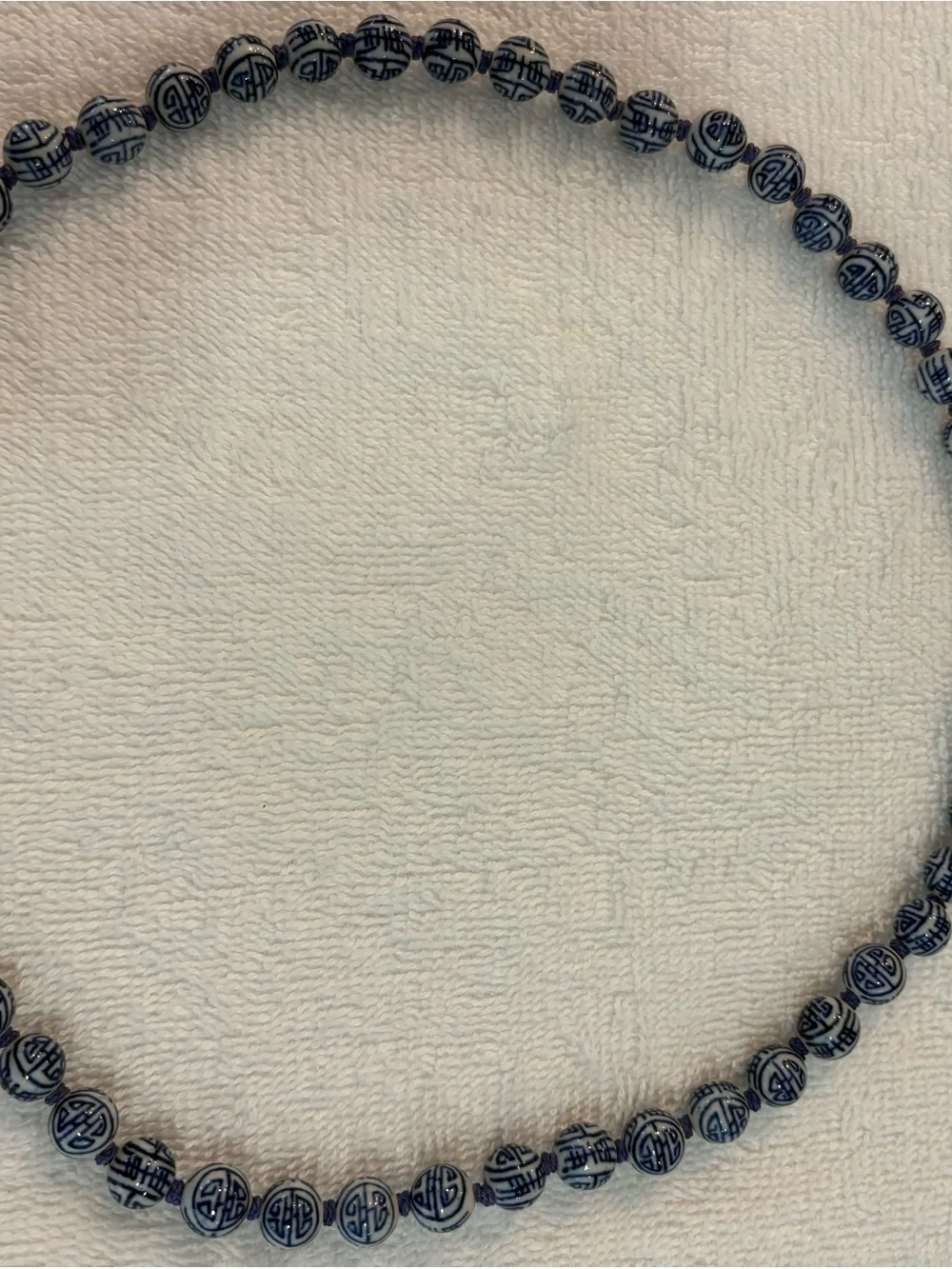 Blue and White Porcelain-Style Bead Necklace for Women
